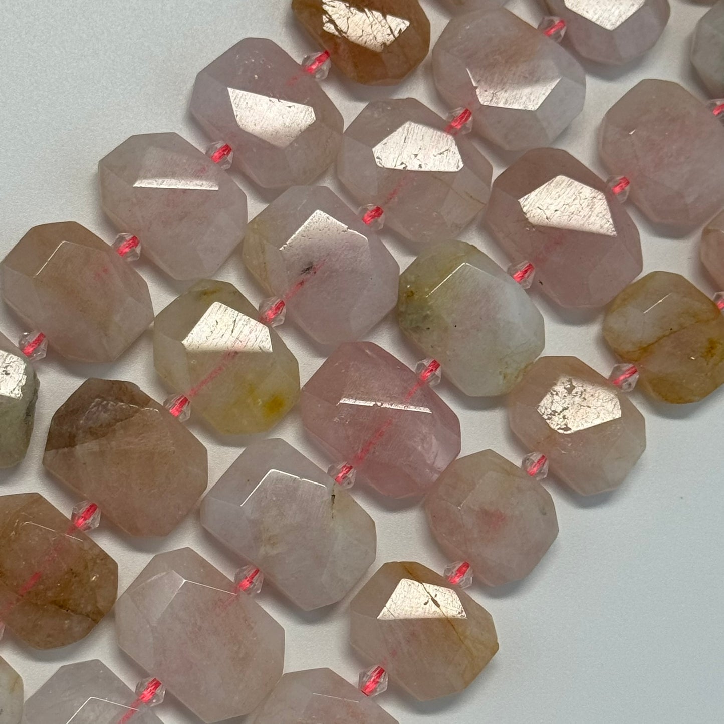 Morganite Faceted Rectangular Beads - (A Quality)