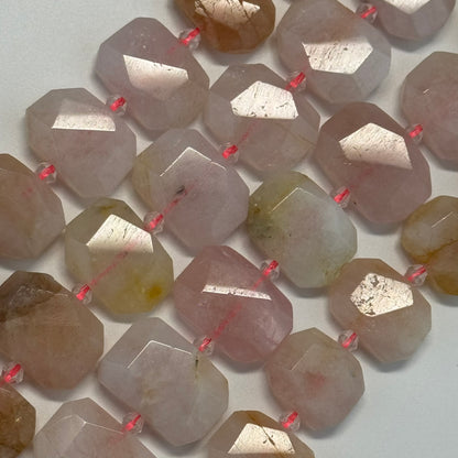 Morganite Faceted Rectangular Shaped Gemstone Beads - (A Quality)