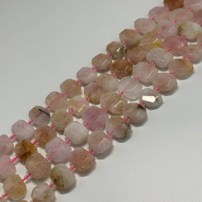 Morganite Faceted Rectangular Shaped Gemstone Beads - (A Quality)