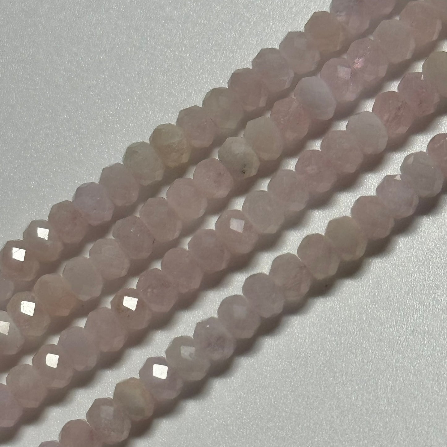 Morganite Faceted Rondelle Beads - (AA Quality)