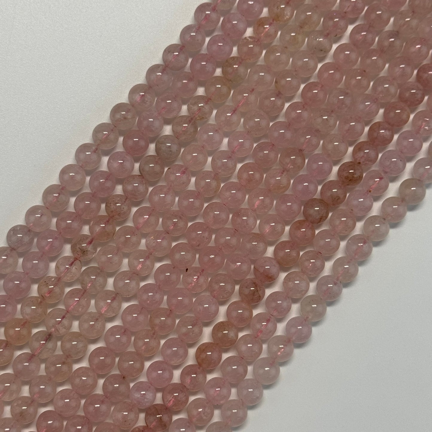 Morganite Polished Round Beads - (AAA Quality)