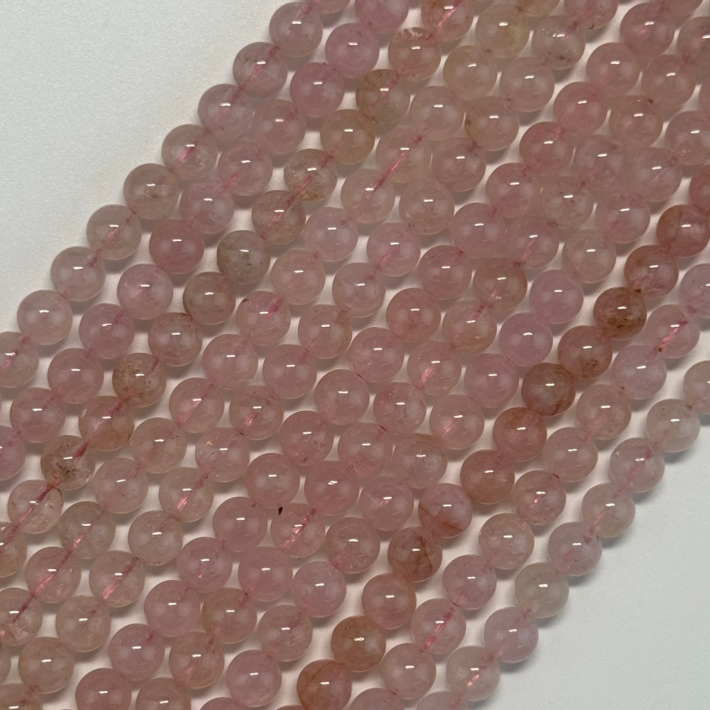 Morganite Polished Round Beads - (AAA Quality)