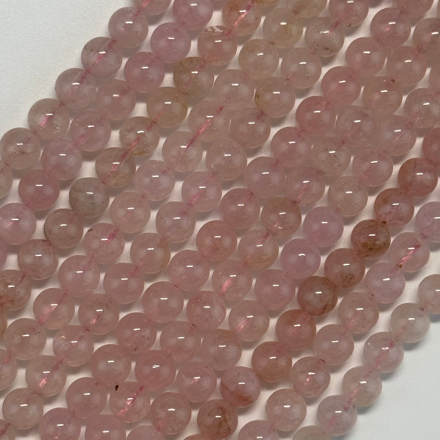 Morganite Polished Round Beads - (AAA Quality)