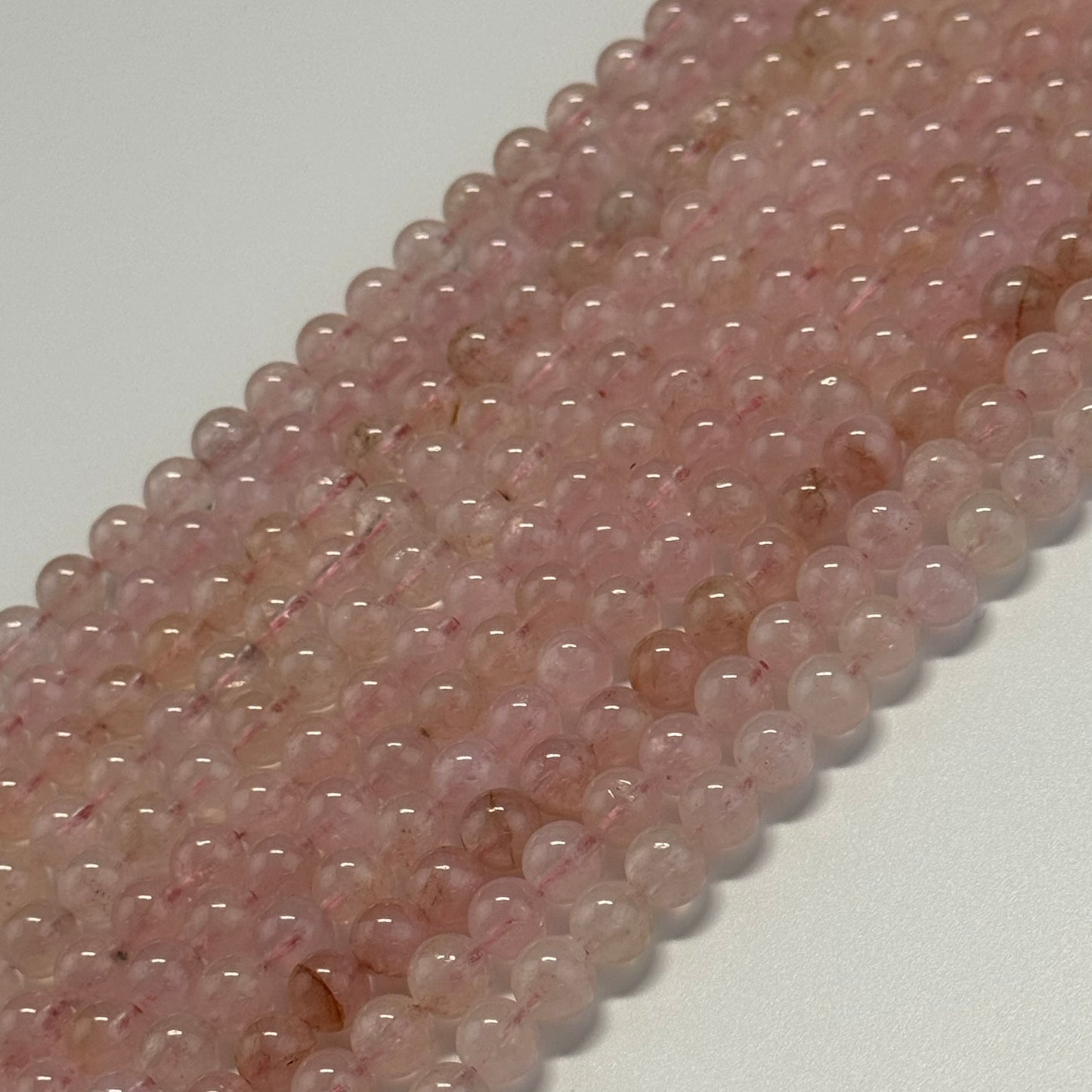 Morganite Polished Round Beads - (AAA Quality)