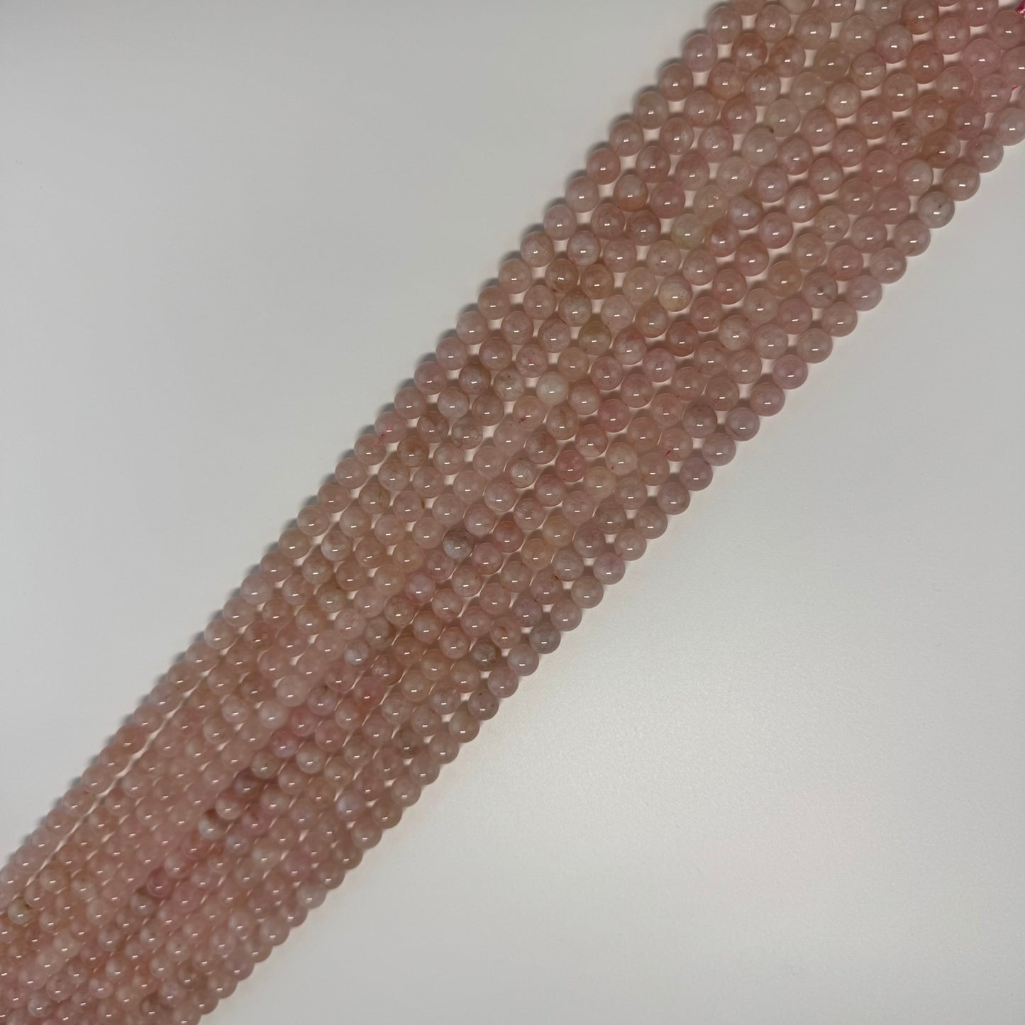 Morganite Polished Round Beads - (AA Quality)