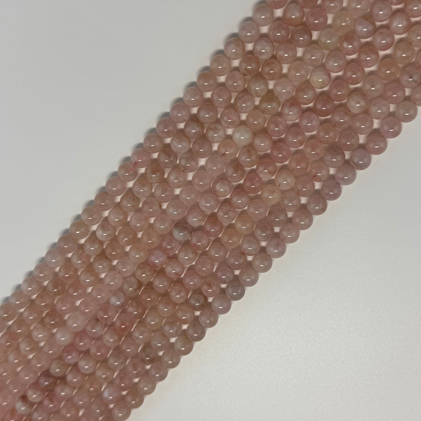 Morganite Polished Round Beads - (AA Quality)