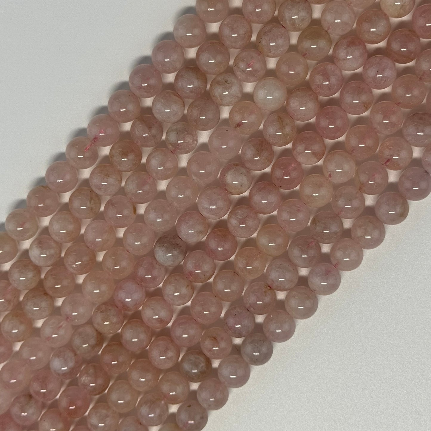 Morganite Polished Round Beads - (AA Quality)