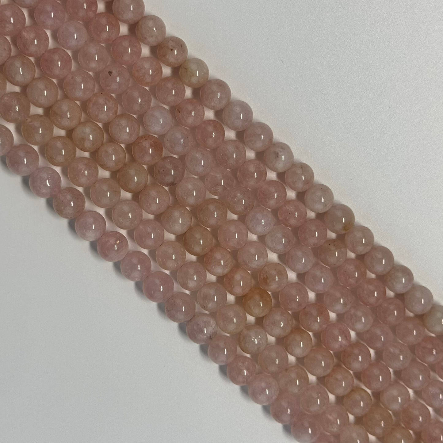 Morganite Polished Round Beads - (AA Quality)