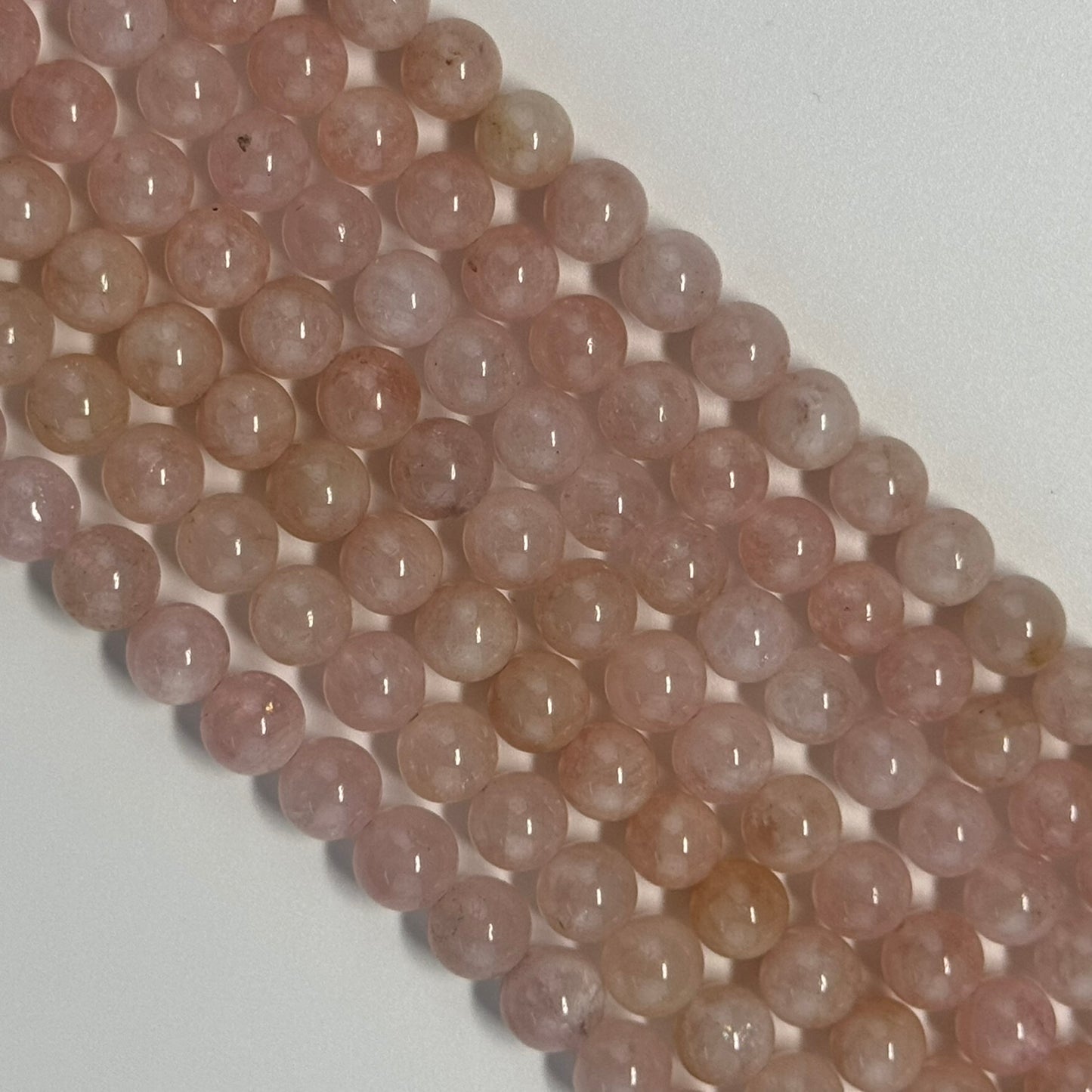 Morganite Polished Round Beads - (AA Quality)
