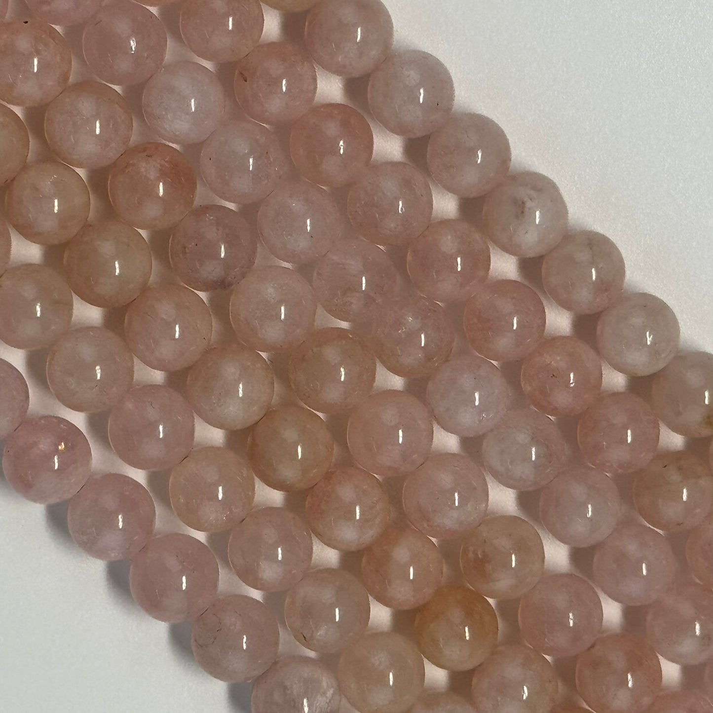 Morganite Polished Round Beads - (AA Quality)