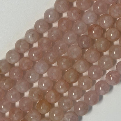 Morganite Polished Round Gemstone Beads - (AA Quality)