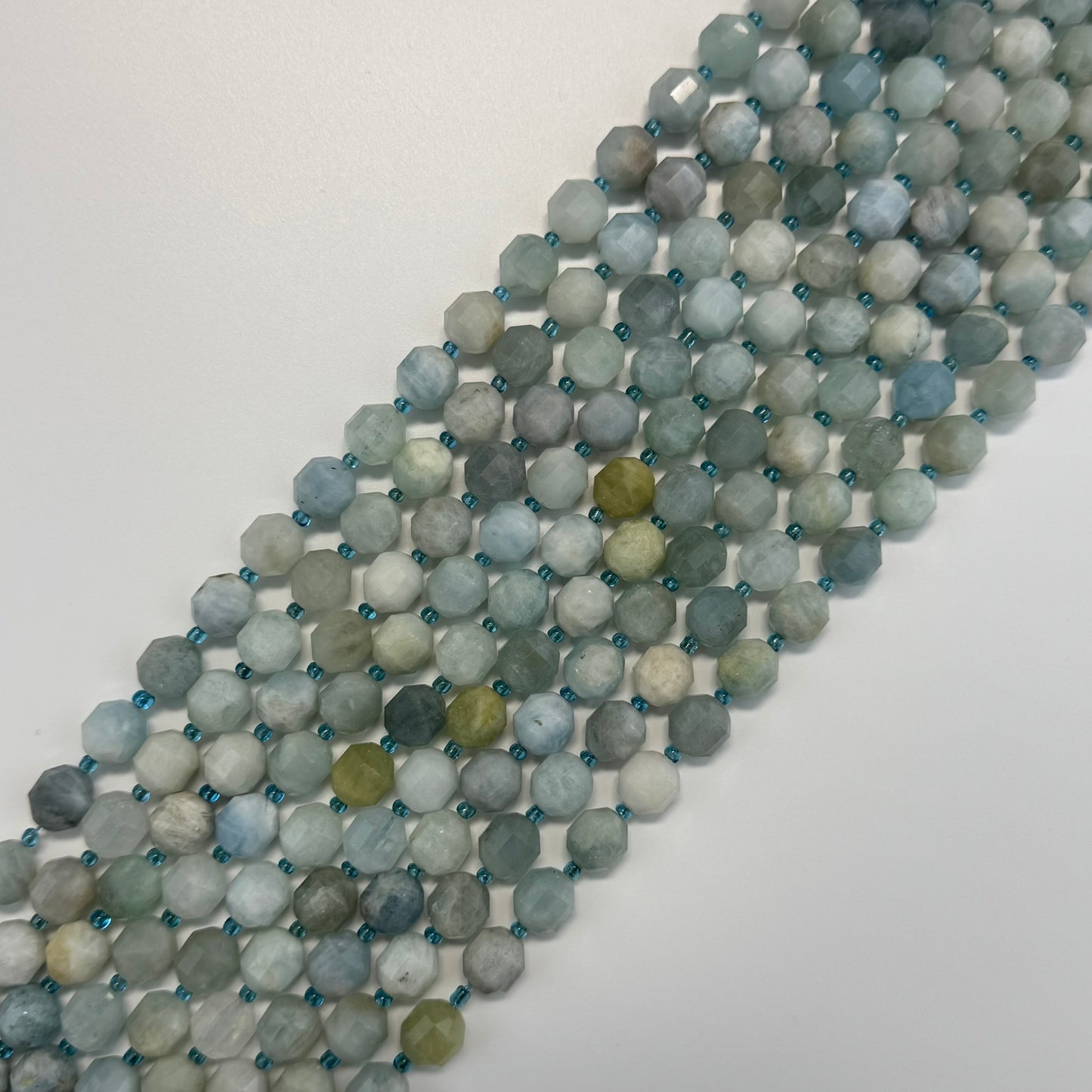 Aquamarine Dodecahedron Beads - (A Quality)