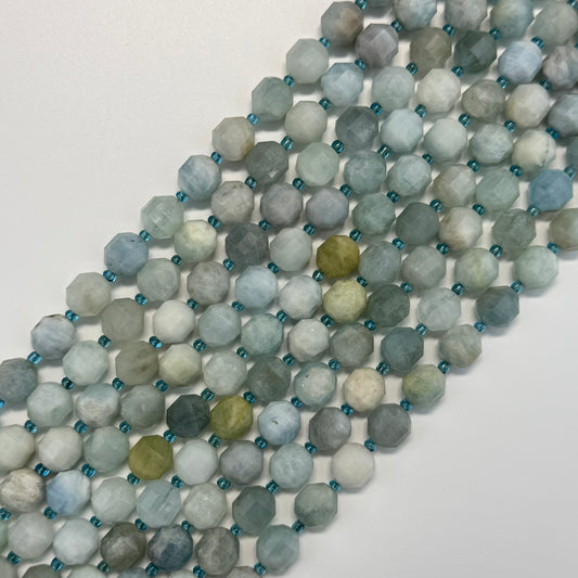 Aquamarine Dodecahedron Beads - (A Quality)