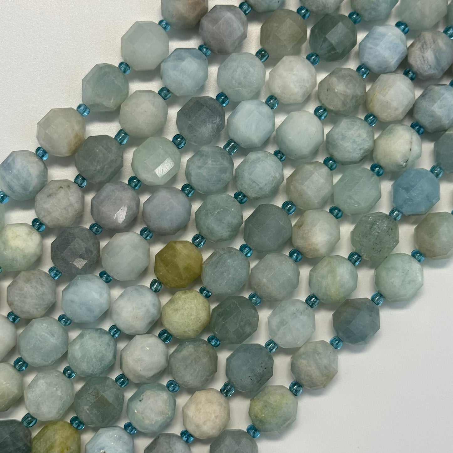 Aquamarine Dodecahedron Beads - (A Quality)