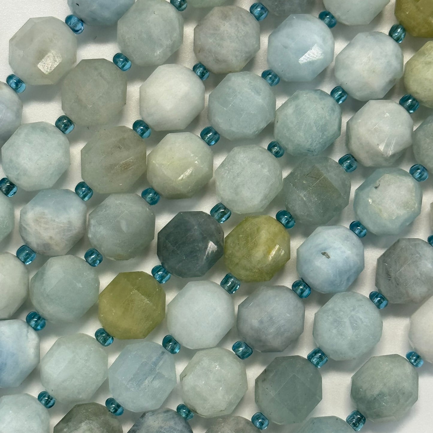 Aquamarine Dodecahedron Beads - (A Quality)