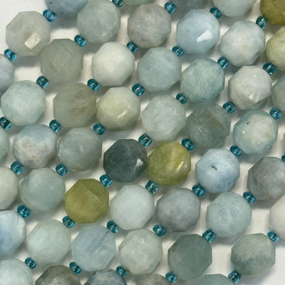 Aquamarine Dodecahedron Gemstone Beads - (A Quality)