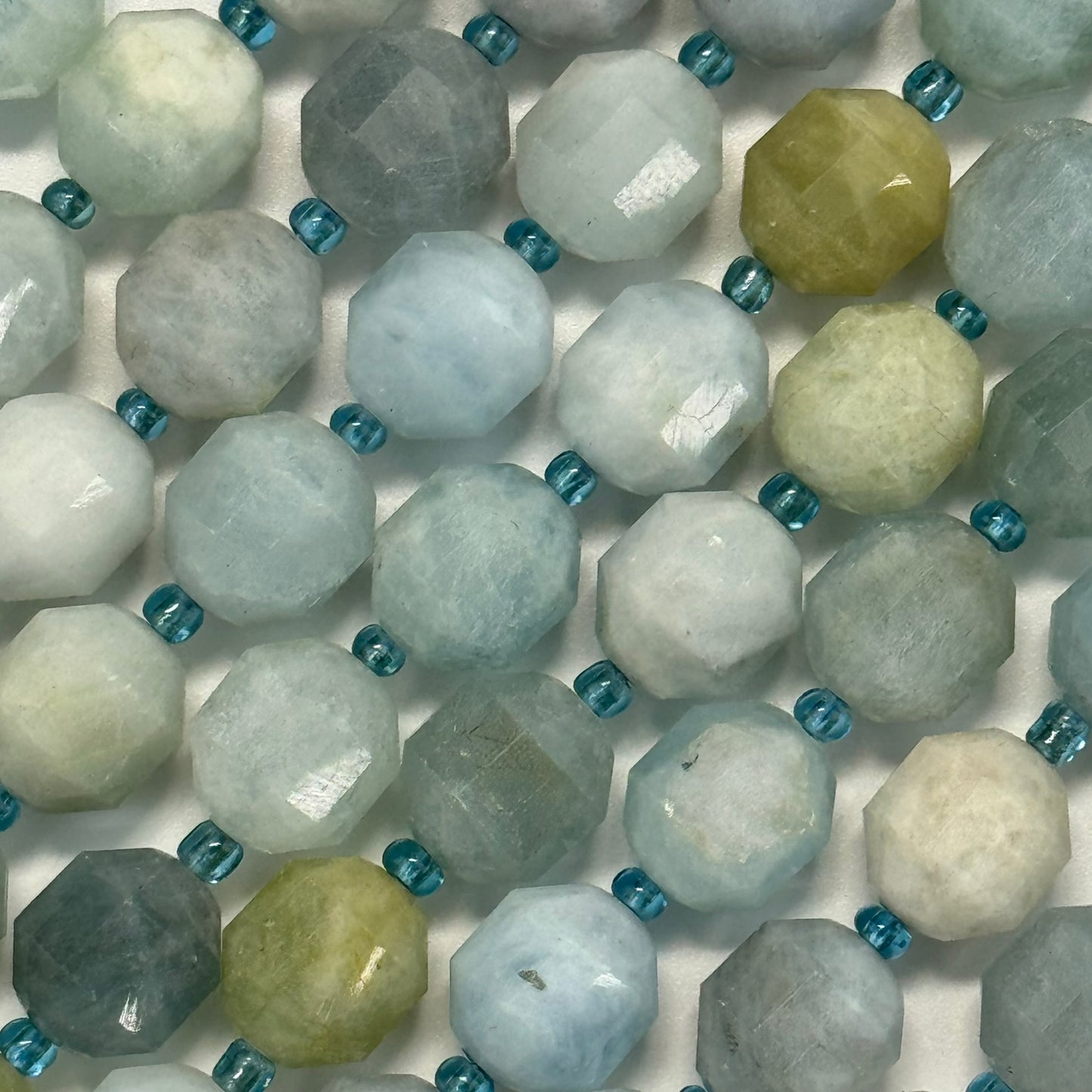 Aquamarine Dodecahedron Beads - (A Quality)