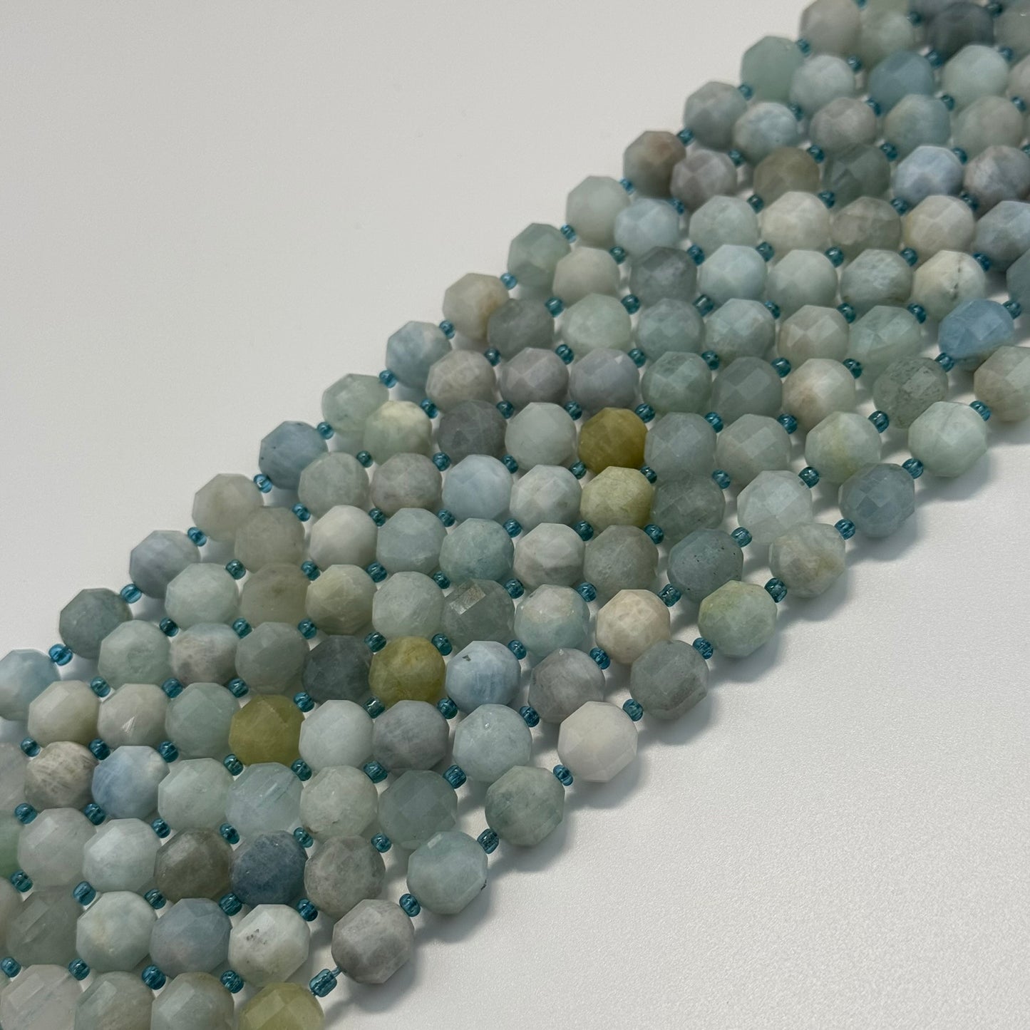 Aquamarine Dodecahedron Beads - (A Quality)