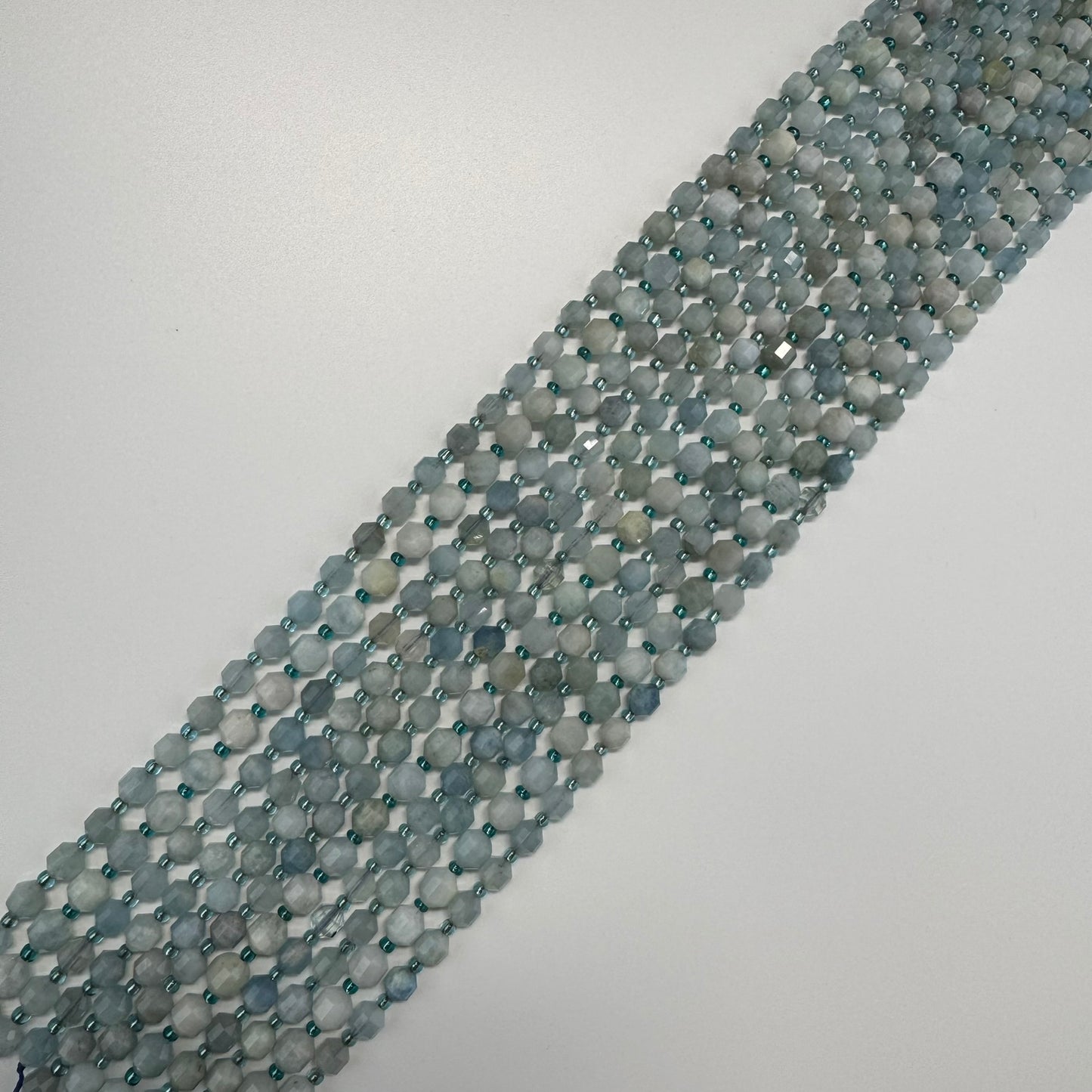 Aquamarine Dodecahedron Beads - (A Quality)
