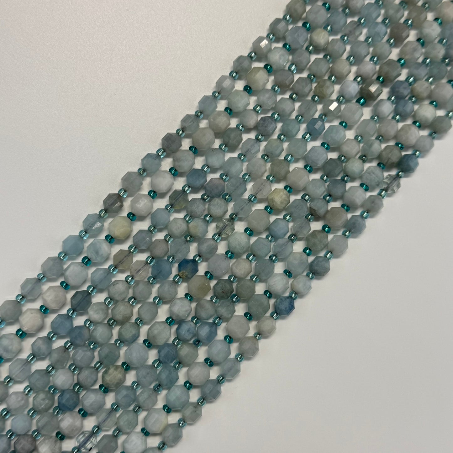 Aquamarine Dodecahedron Beads - (A Quality)