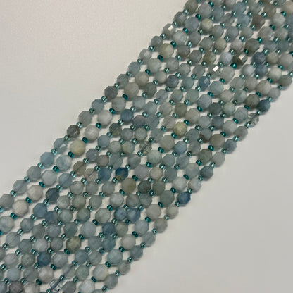Aquamarine Dodecahedron Gemstone Beads - (A Quality)
