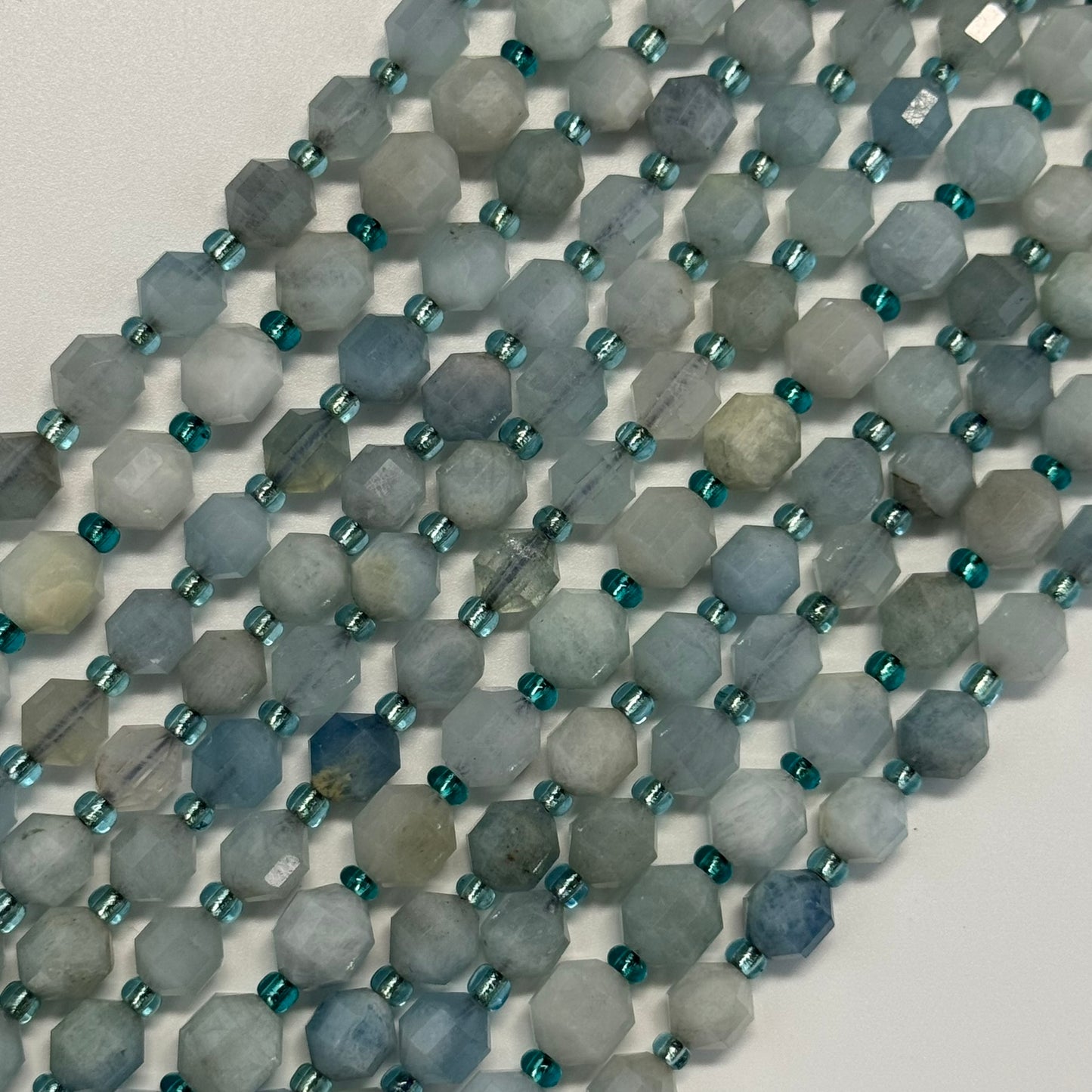Aquamarine Dodecahedron Beads - (A Quality)