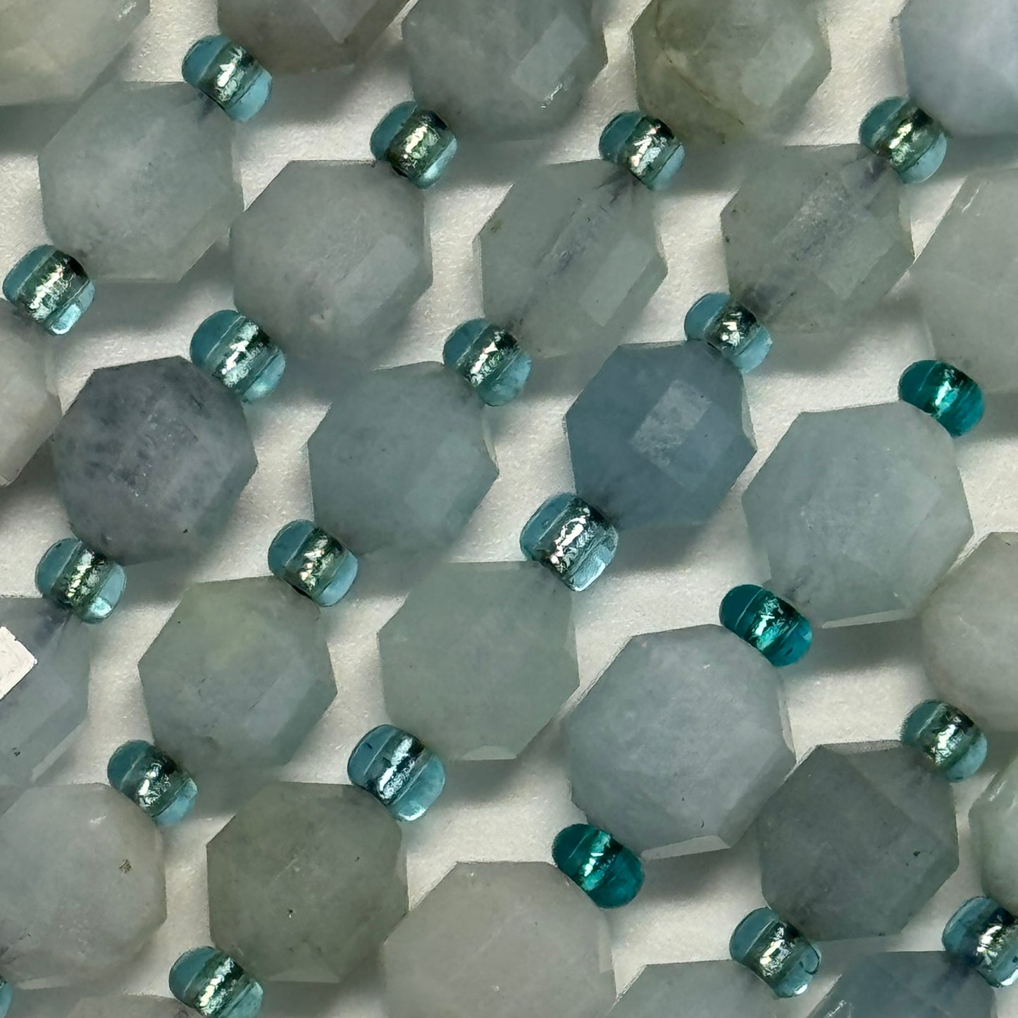 Aquamarine Dodecahedron Beads - (A Quality)