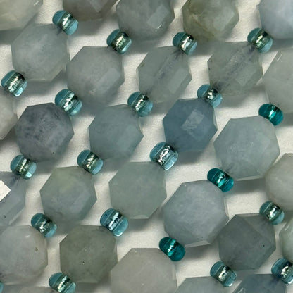 Aquamarine Dodecahedron Gemstone Beads - (A Quality)