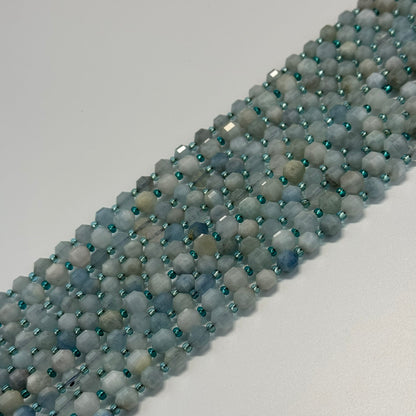 Aquamarine Dodecahedron Gemstone Beads - (A Quality)