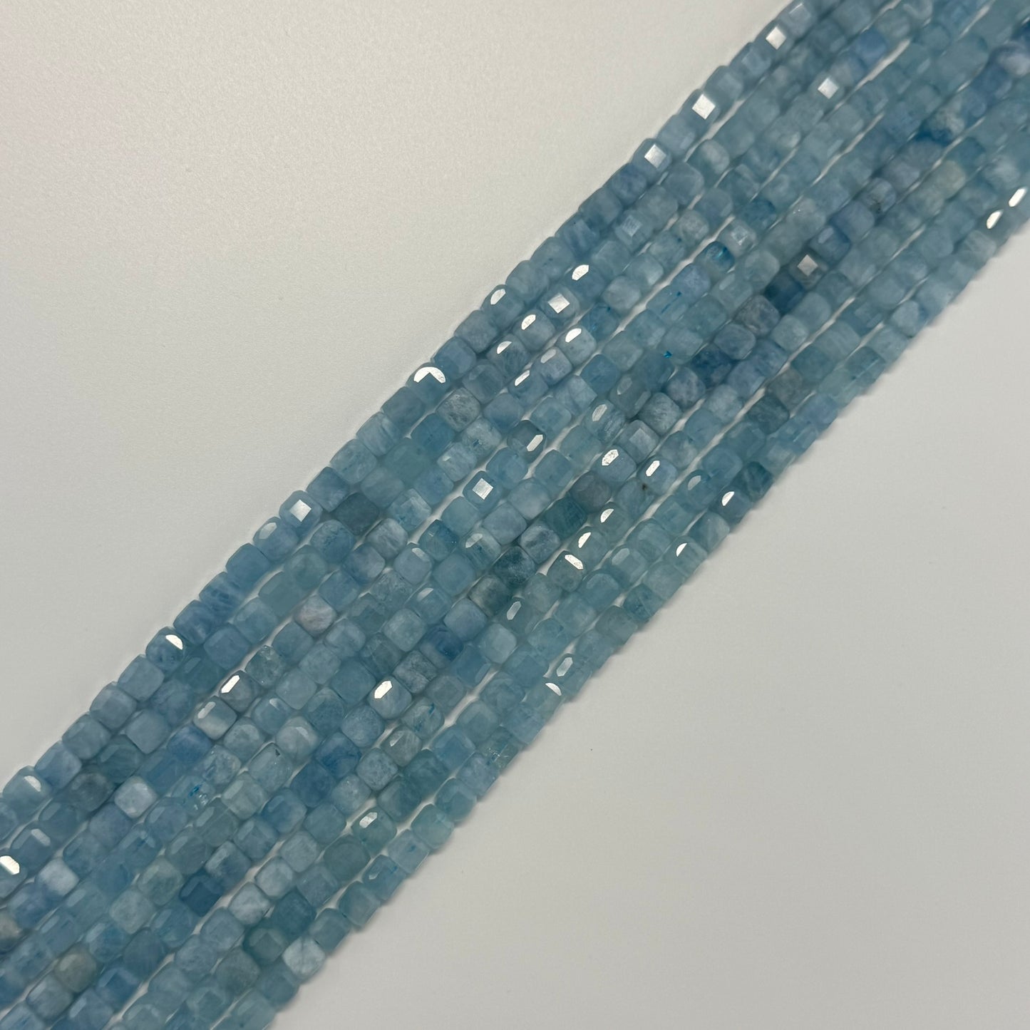 Aquamarine Square Gemstone Beads