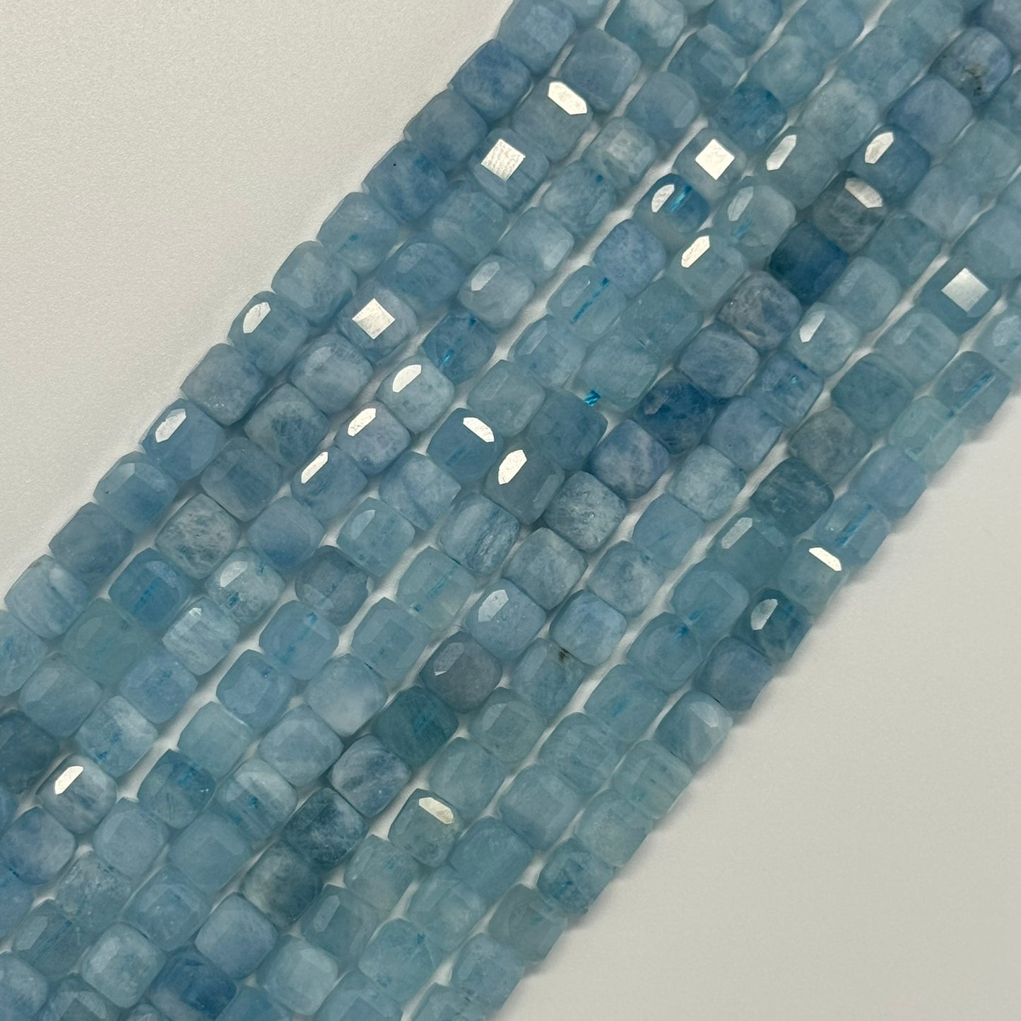 Aquamarine Square Gemstone Beads