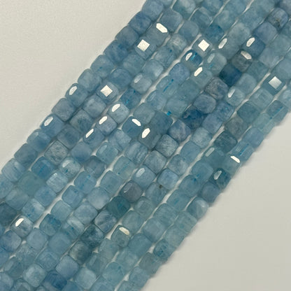 Aquamarine Square Gemstone Beads