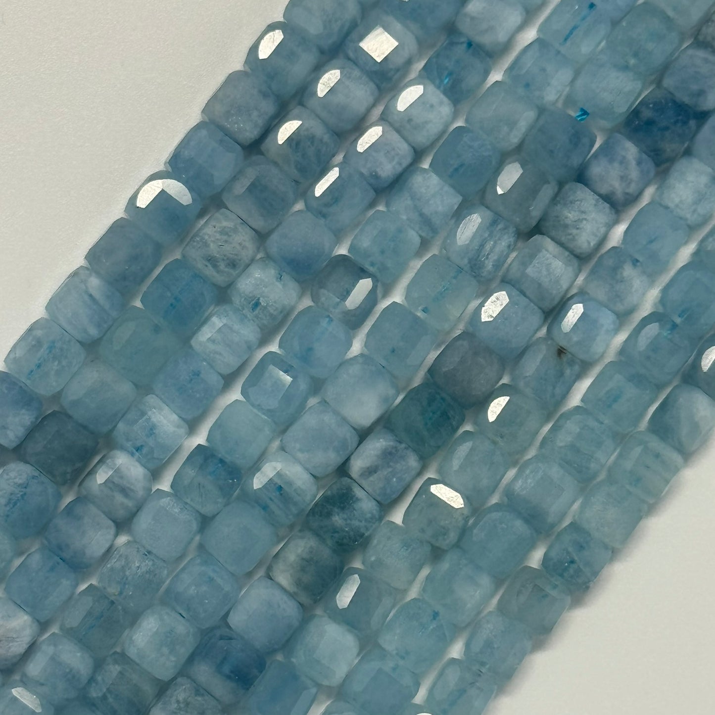 Aquamarine Square Gemstone Beads