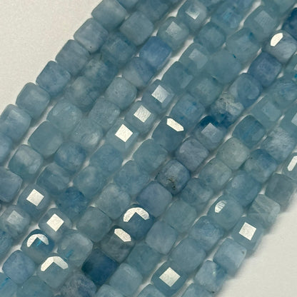 Aquamarine Square Gemstone Beads