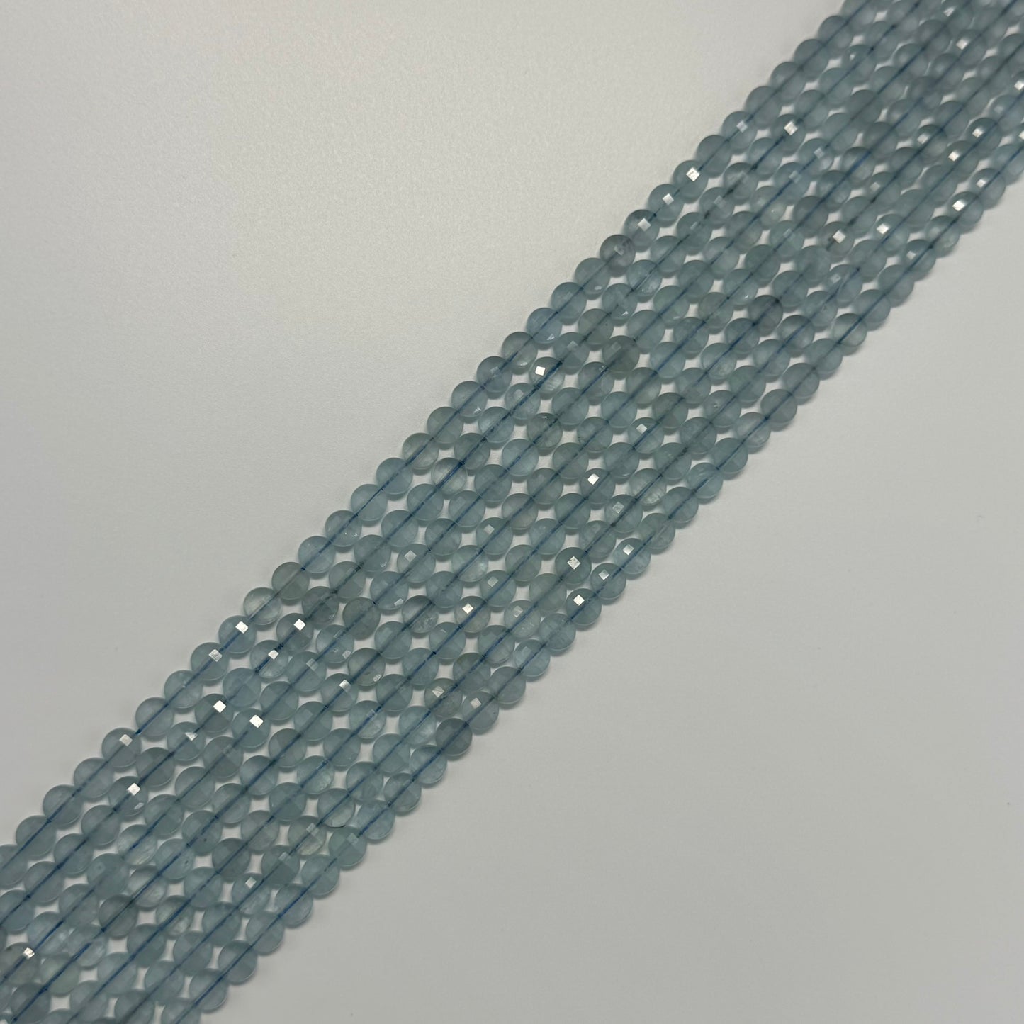 Aquamarine Lentil Beads