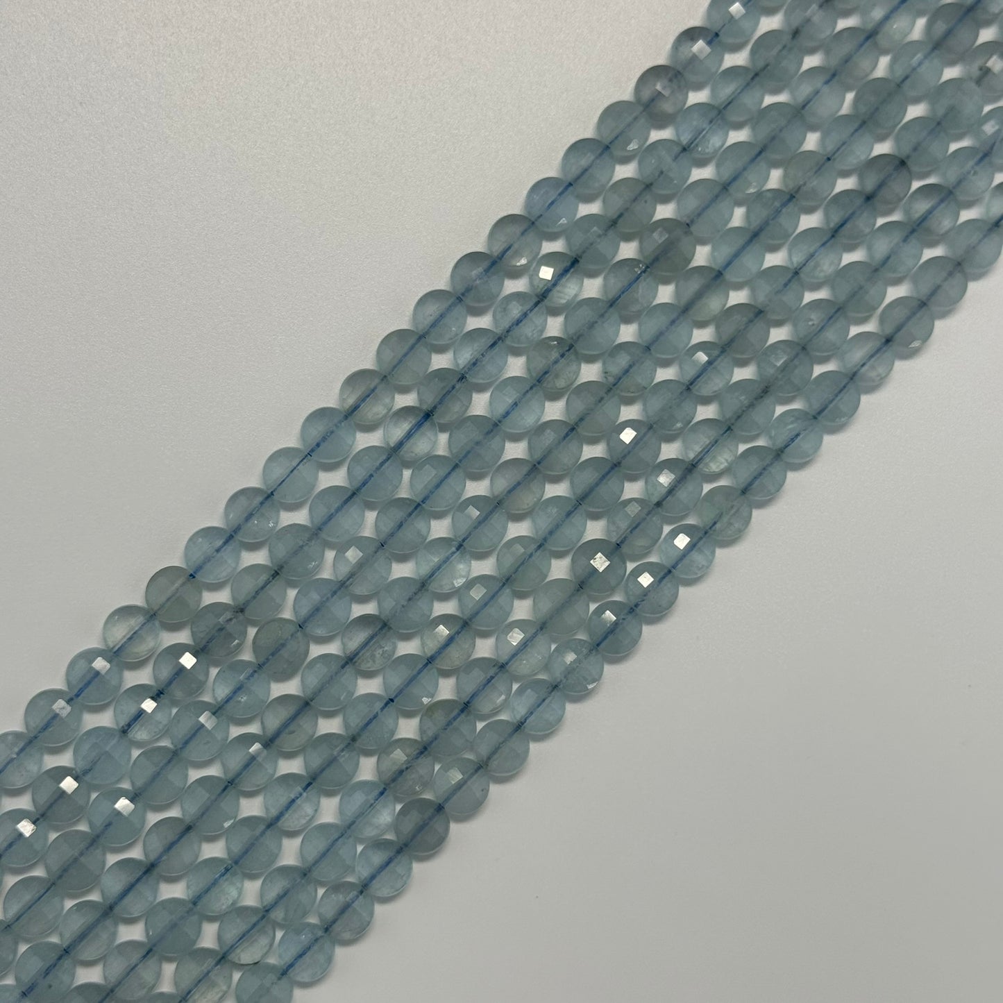 Aquamarine Lentil Beads
