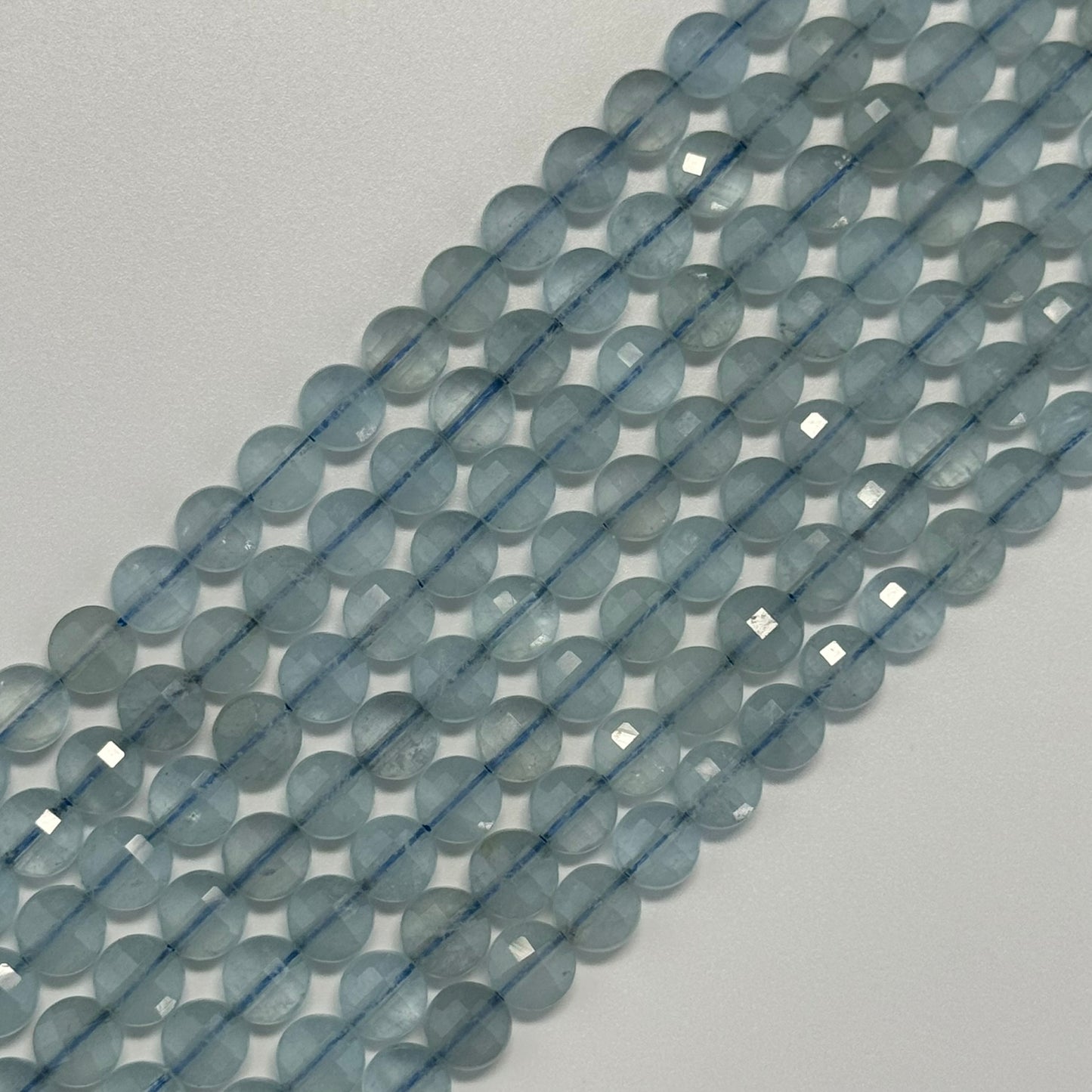 Aquamarine Lentil Beads