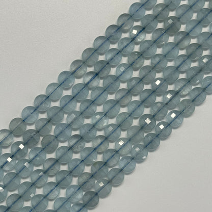 Aquamarine Lentil Gemstone Beads