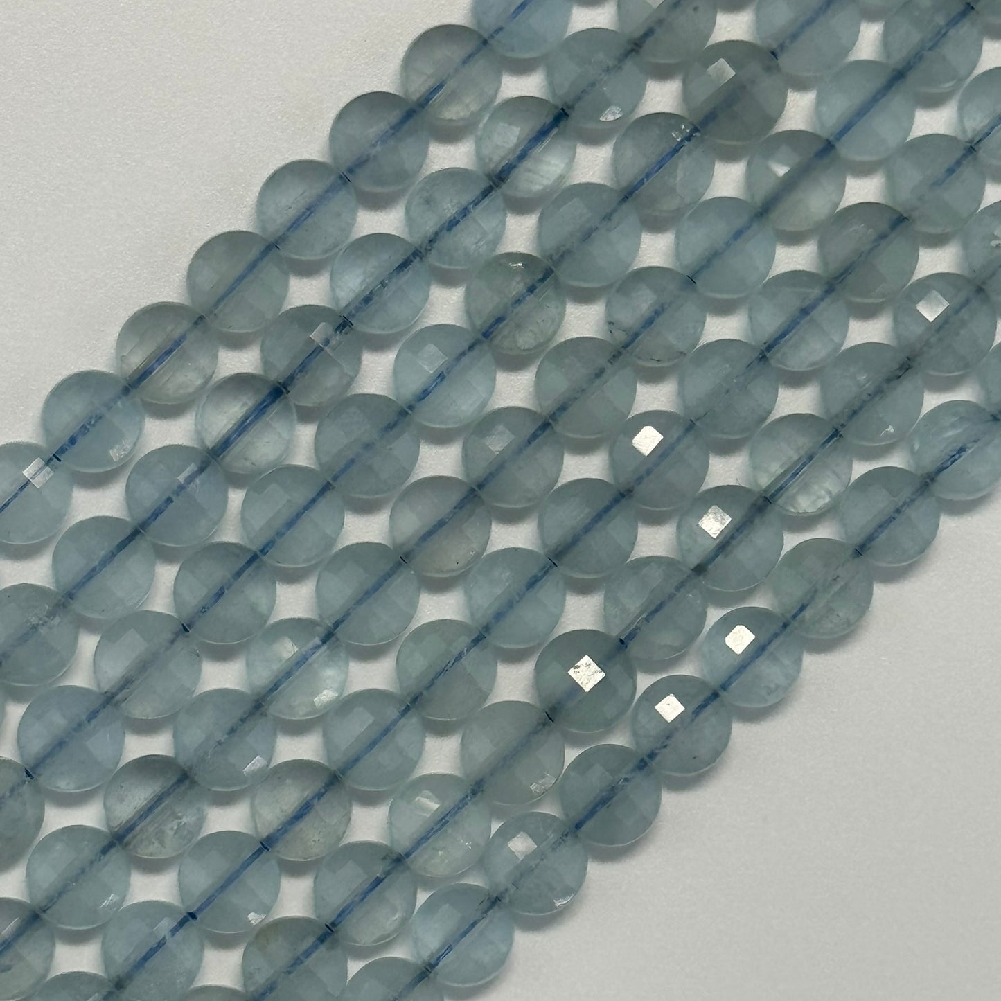 Aquamarine Lentil Beads
