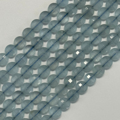 Aquamarine Lentil Gemstone Beads