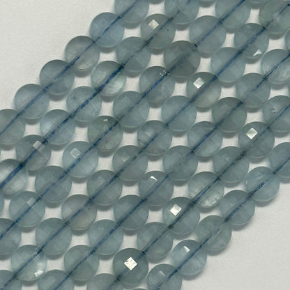 Aquamarine Lentil Gemstone Beads