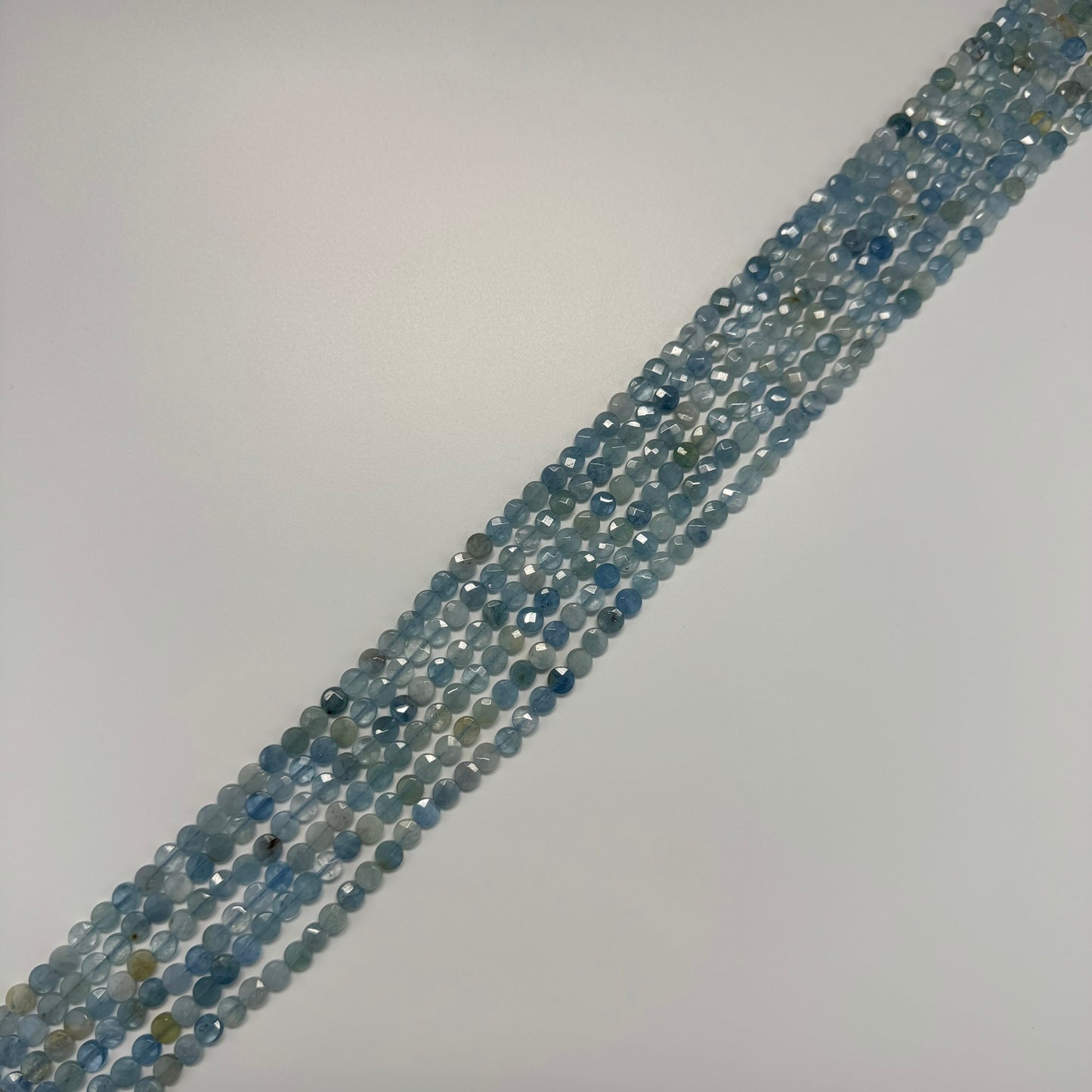 Aquamarine Lentil Beads
