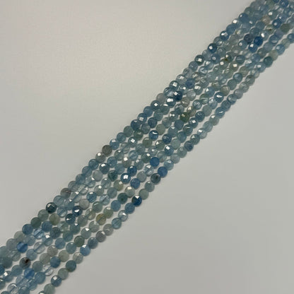 Aquamarine Lentil Gemstone Beads
