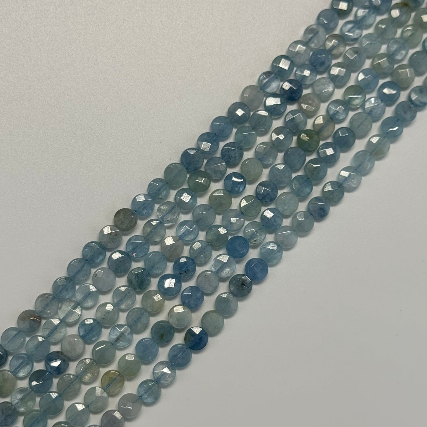 Aquamarine Lentil Beads