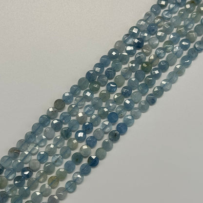 Aquamarine Lentil Gemstone Beads
