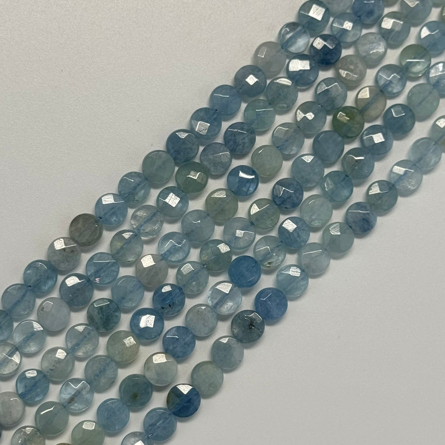 Aquamarine Lentil Beads