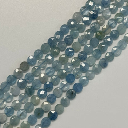 Aquamarine Lentil Gemstone Beads