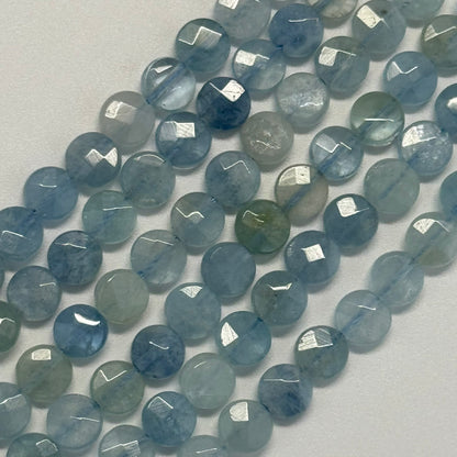 Aquamarine Lentil Gemstone Beads