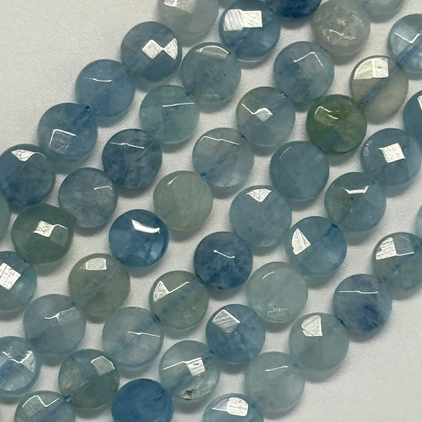 Aquamarine Lentil Beads