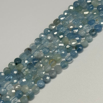 Aquamarine Lentil Gemstone Beads